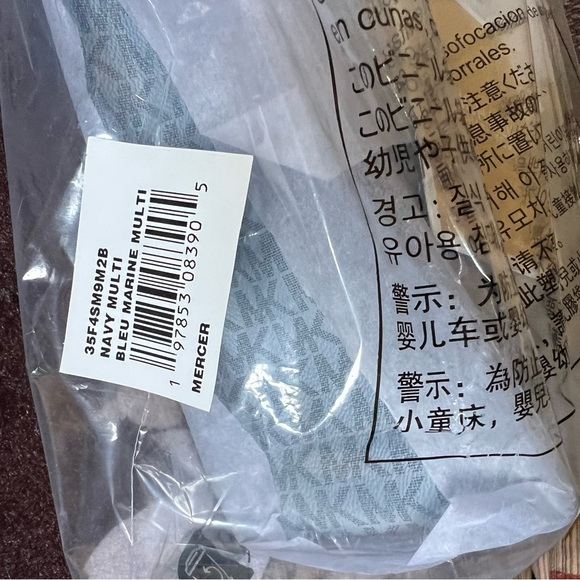 MICHAEL KORS Mercer Navy Multi Two Tone Silver-Tone Hardware Messenger Bag NWT - Picture 12 of 13